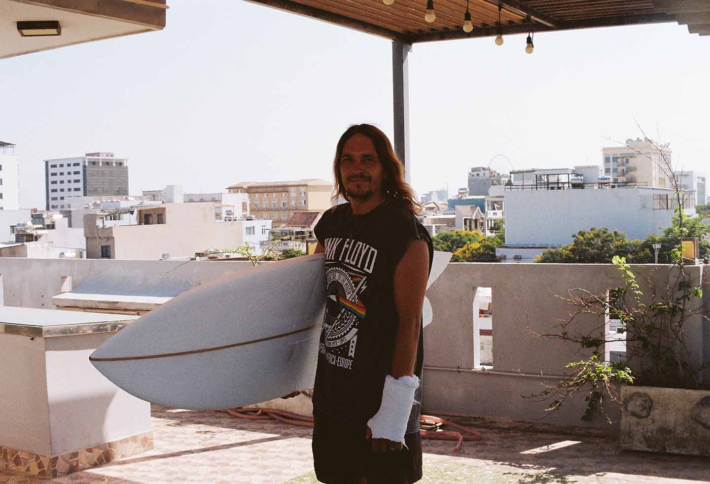 Vanya Aron, founder of GRIPJUNKIE surf wax in Da Nang, Vietnam